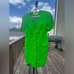 Vintage Geary Roark Kamisato bright green size 6 short sleeve business casual